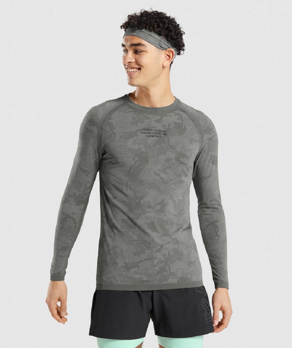 Long Sleeve Gymshark Gymshark//Steve Cook Seamless Hombre Gris | CO 3542ZUT